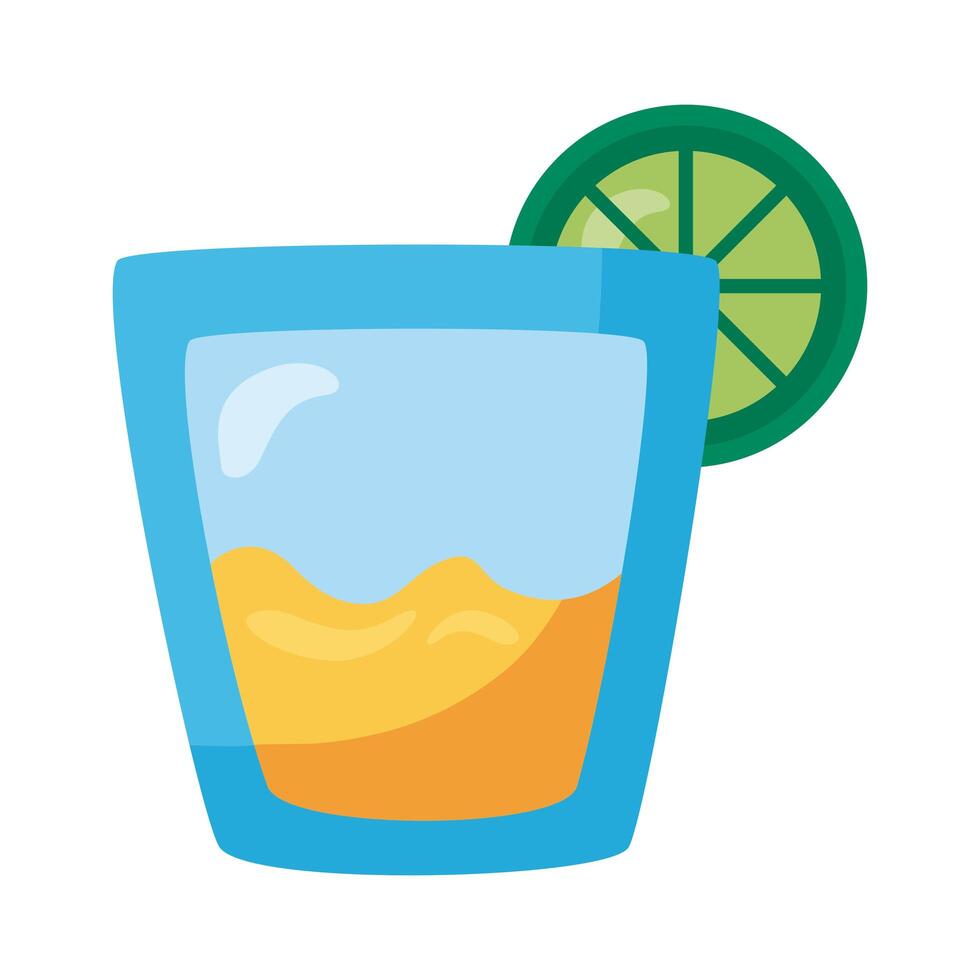 fresh tropical tequila cocktail with lemon detaild style icon vector