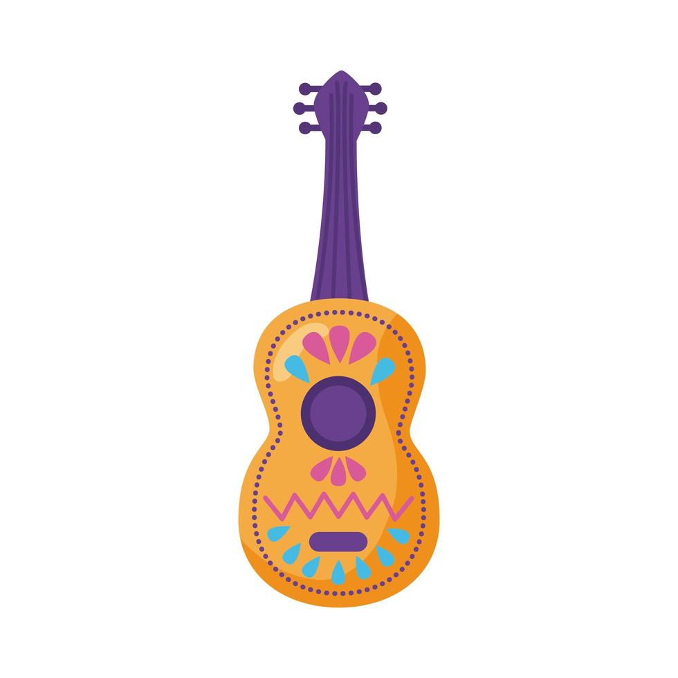 icono de estilo de detalle de guitarra tradicional mexicana vector