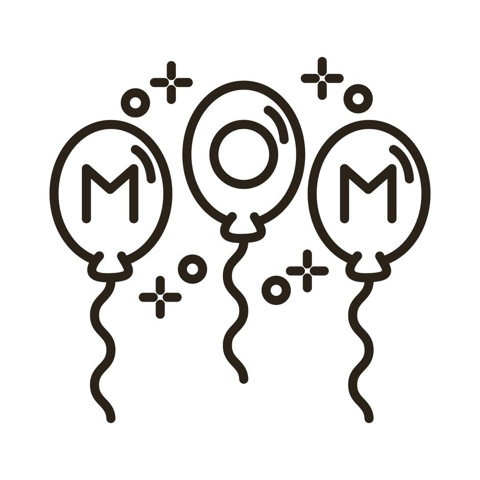 mother day balloons helium line style icon vector