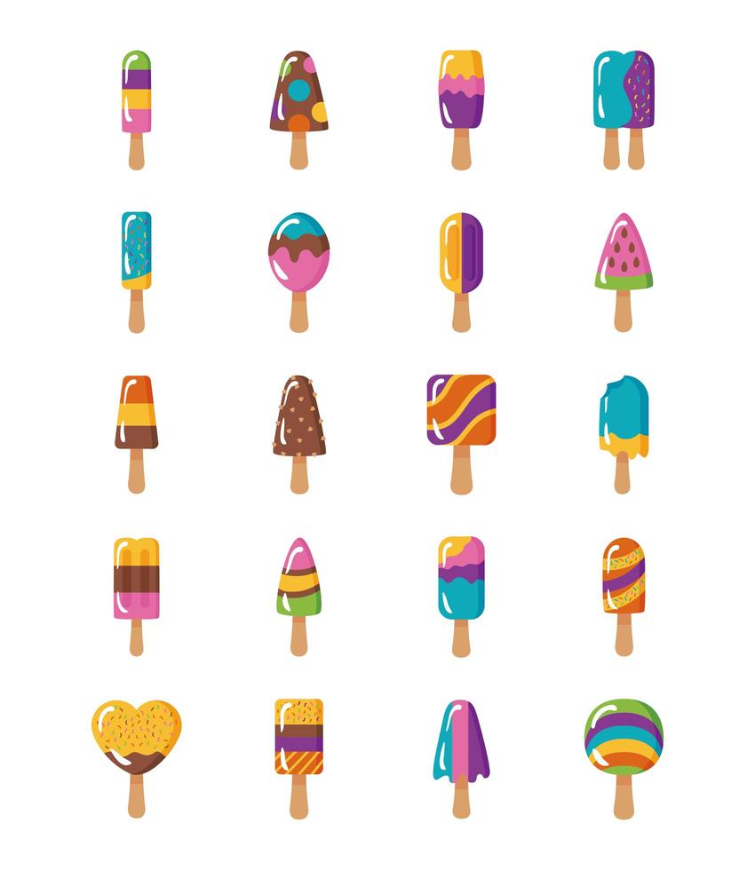 paquete de helados establecer iconos vector