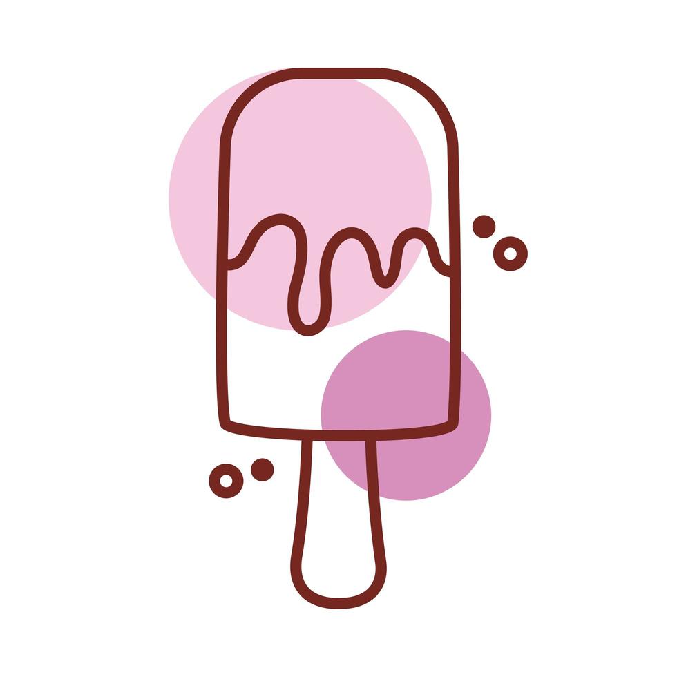 delicious ice cream in stick with two flavors line color style vector