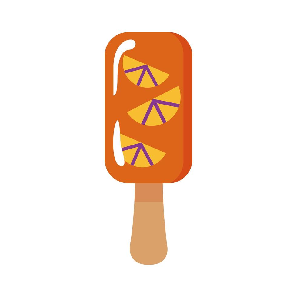 delicioso helado de sabor a naranja en estilo plano de palo vector