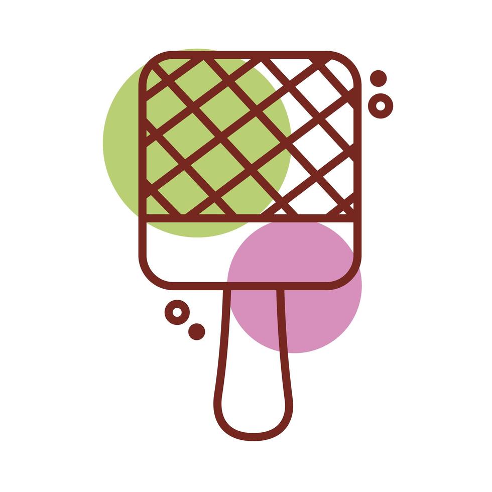 delicious square ice cream in stick with grid line color style icon vector