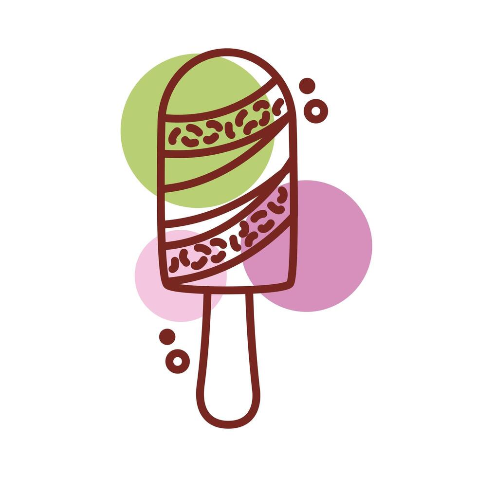 delicious ice cream in stick with various flavors line color style vector