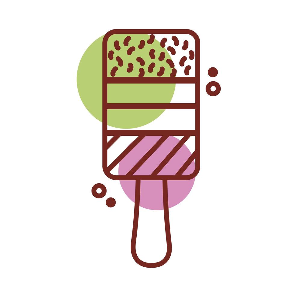 delicioso helado en barra con varios sabores de estilo de color de línea vector