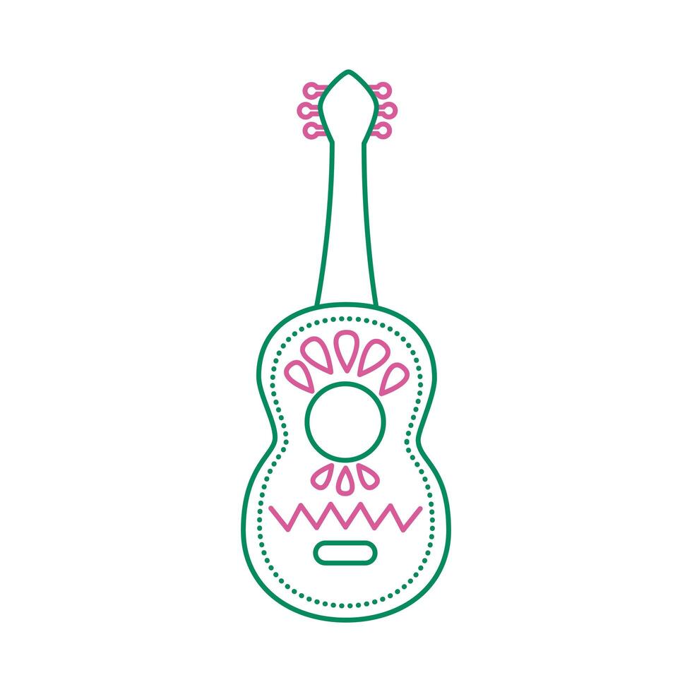 icono de estilo de línea de guitarra tradicional mexicana vector