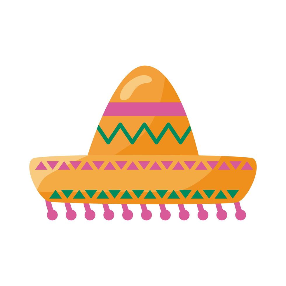 icono de estilo de detalle de sombrero mexicano tradicional vector
