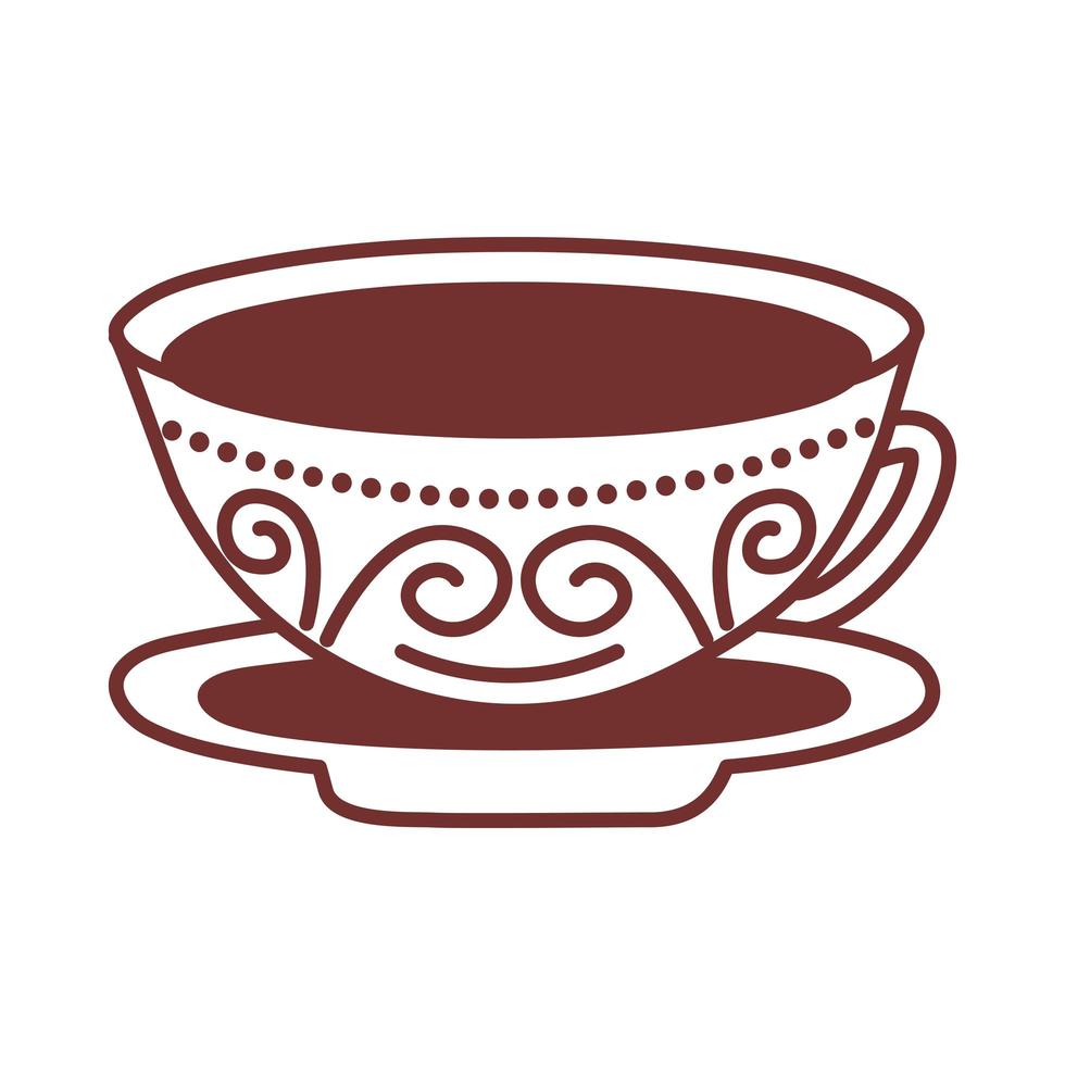 dish and ceramic cup with strokes line style icon vector