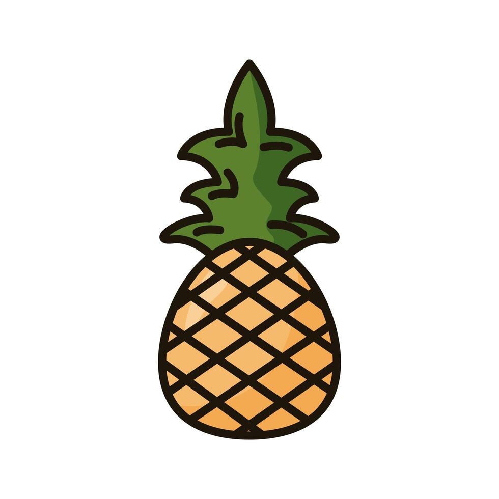 fresh pineapple line and fill style icon vector