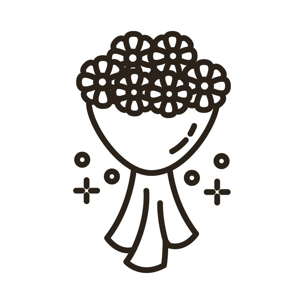 beautiful flower bouquet line style vector