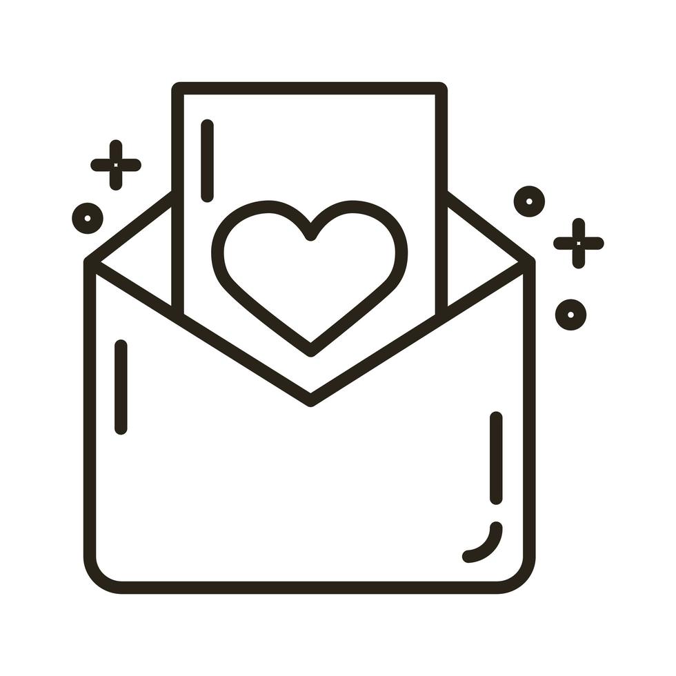 happy valentines day envelope with heart line style vector