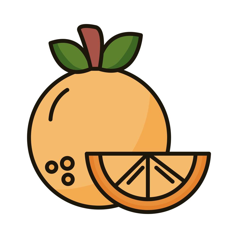 fresh orange fruit line and fill style icon vector