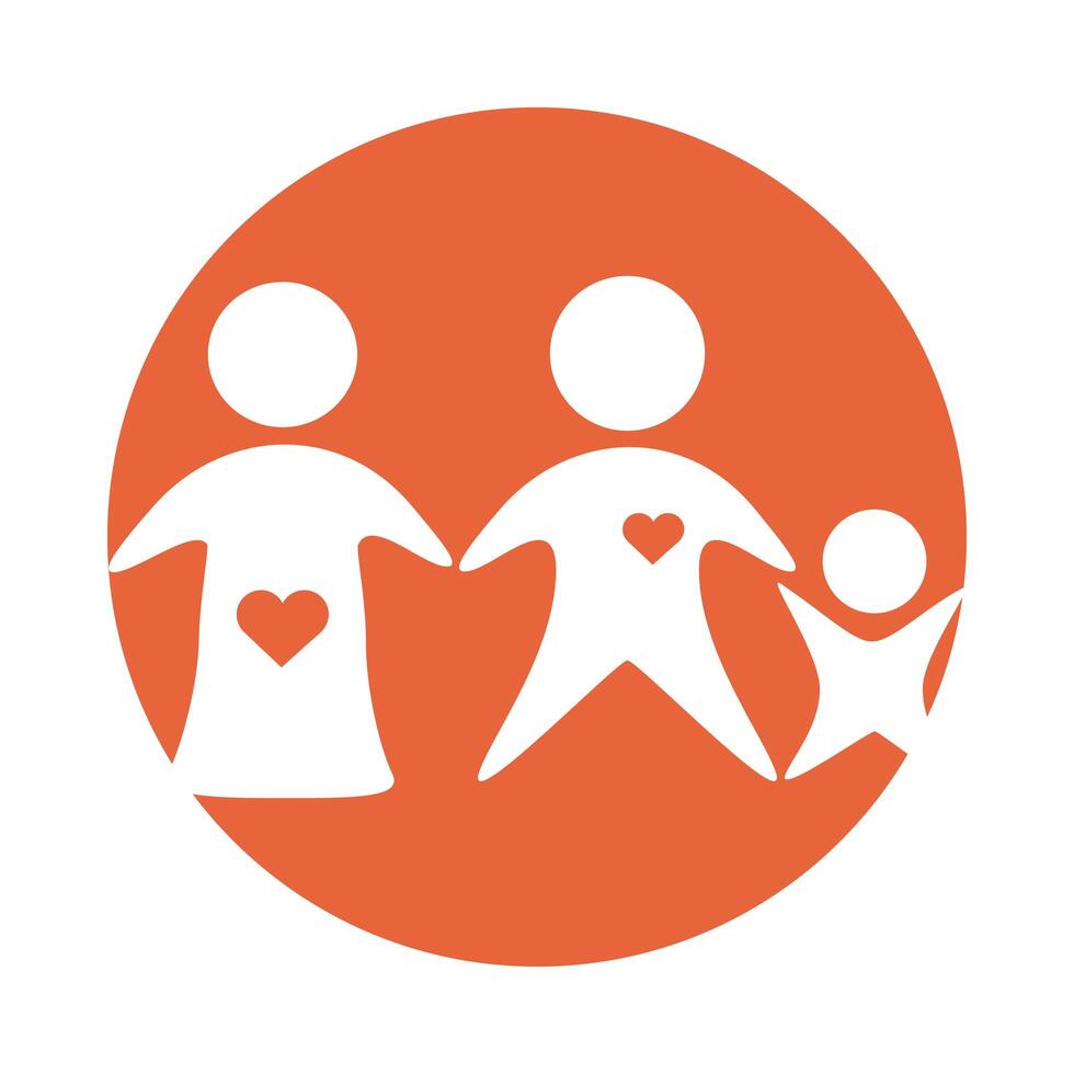parents couple and son figures block style vector