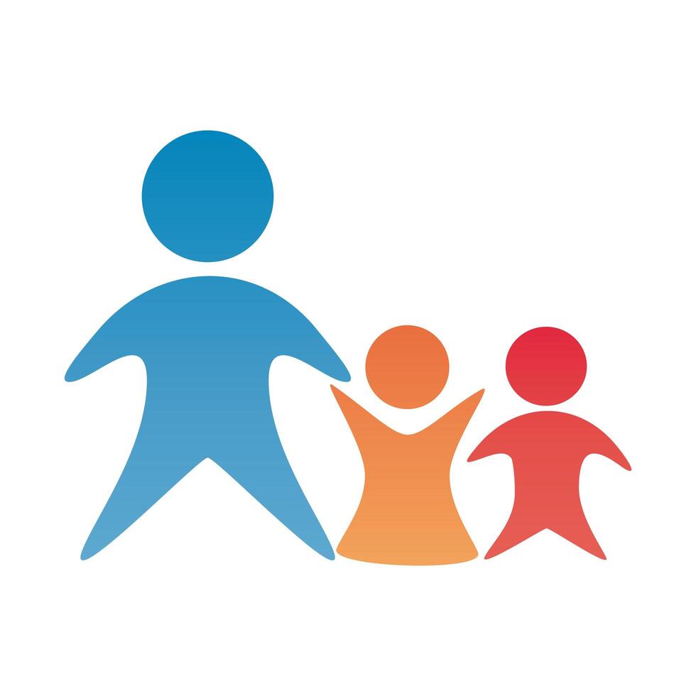 father with kids figures silhouettes degradient style vector