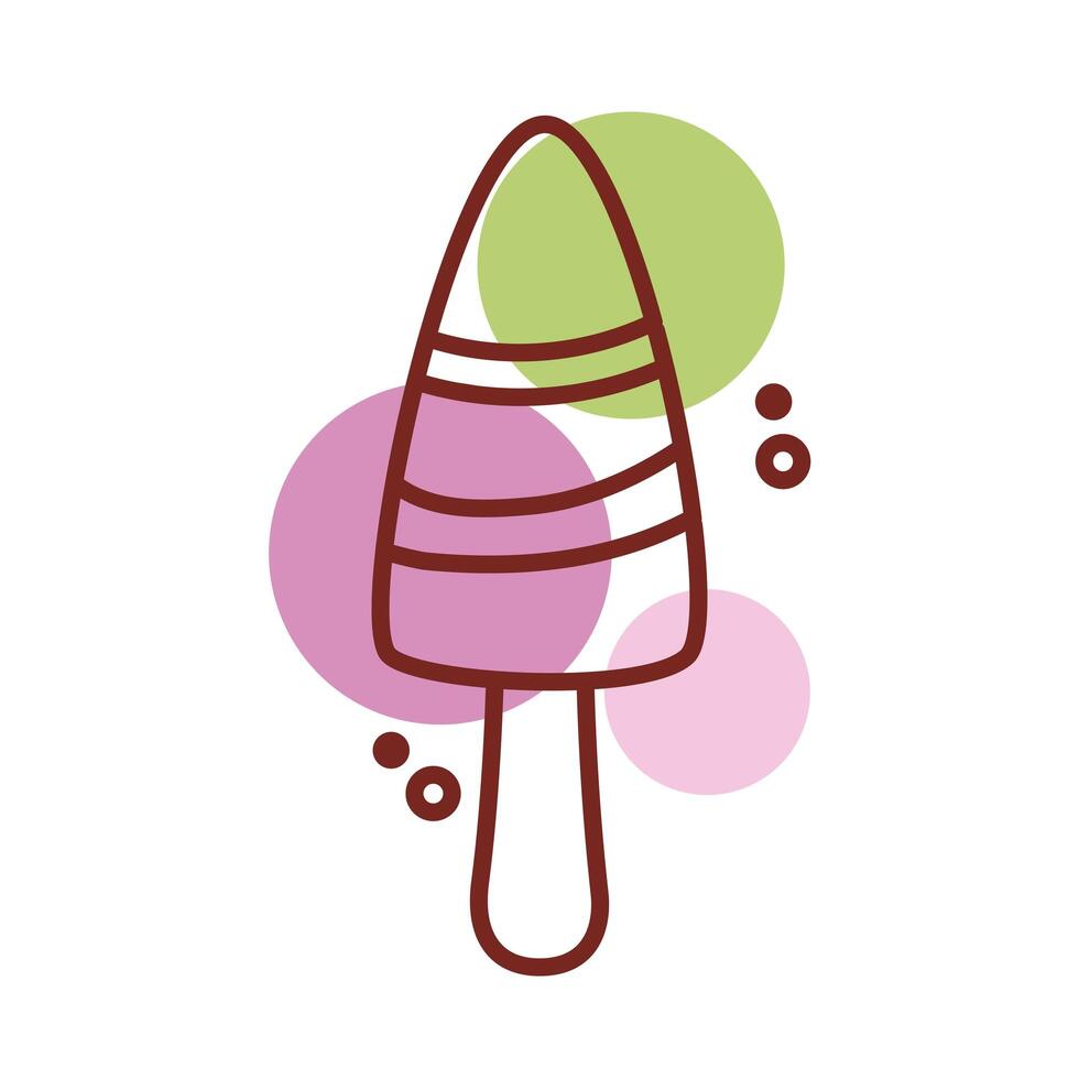 delicious ice cream in stick with flavors lines line color style icon vector