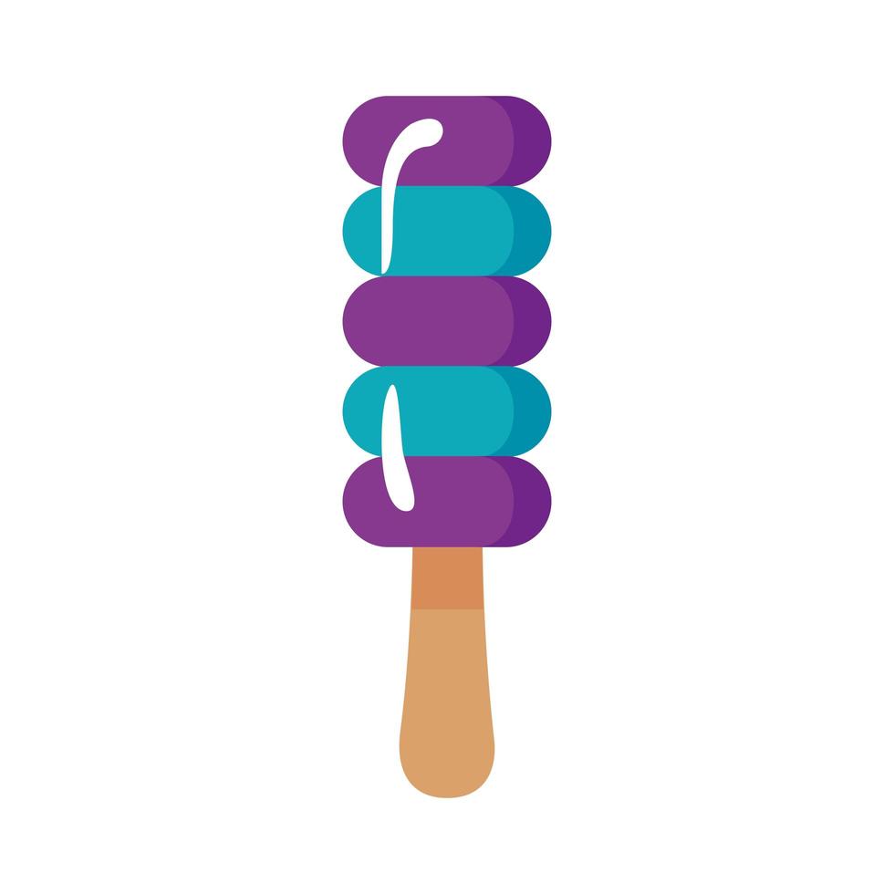 delicious ice cream in stick with three flavors flat style vector