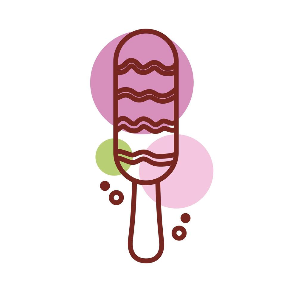 delicious ice cream in stick with various flavors line color style vector