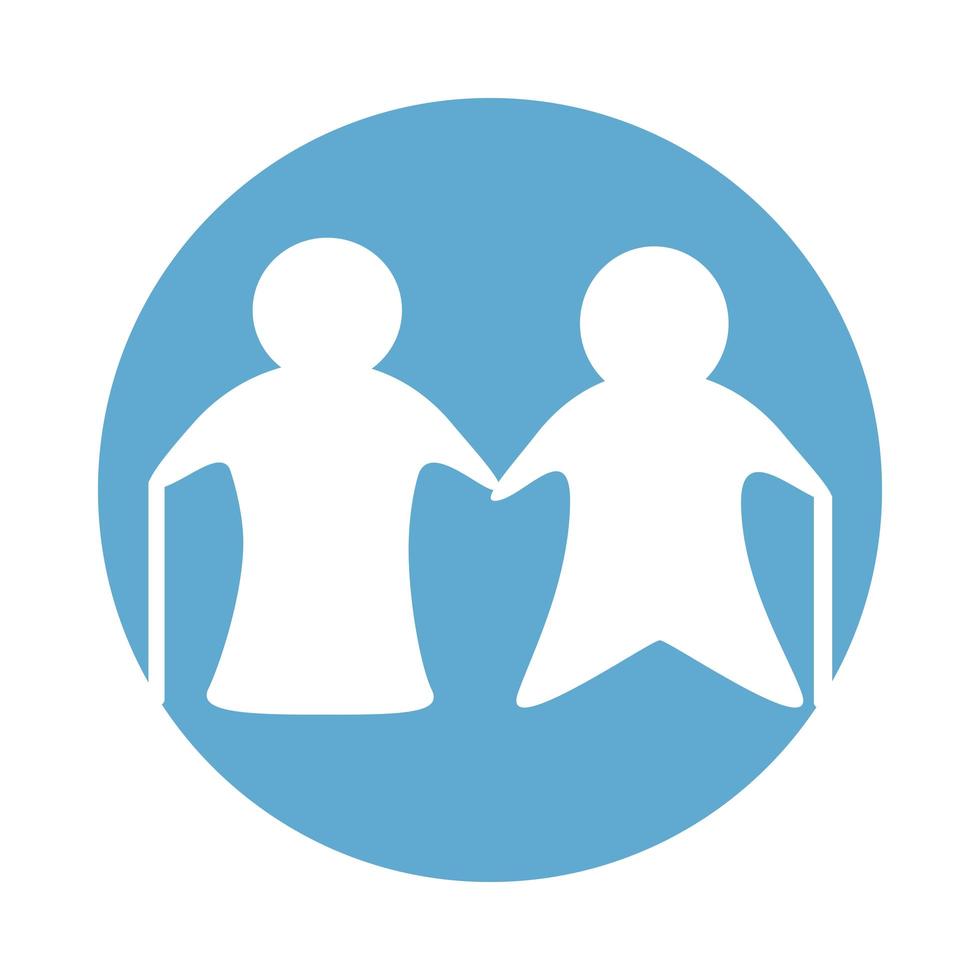 grandparents couple figures silhouettes block style vector