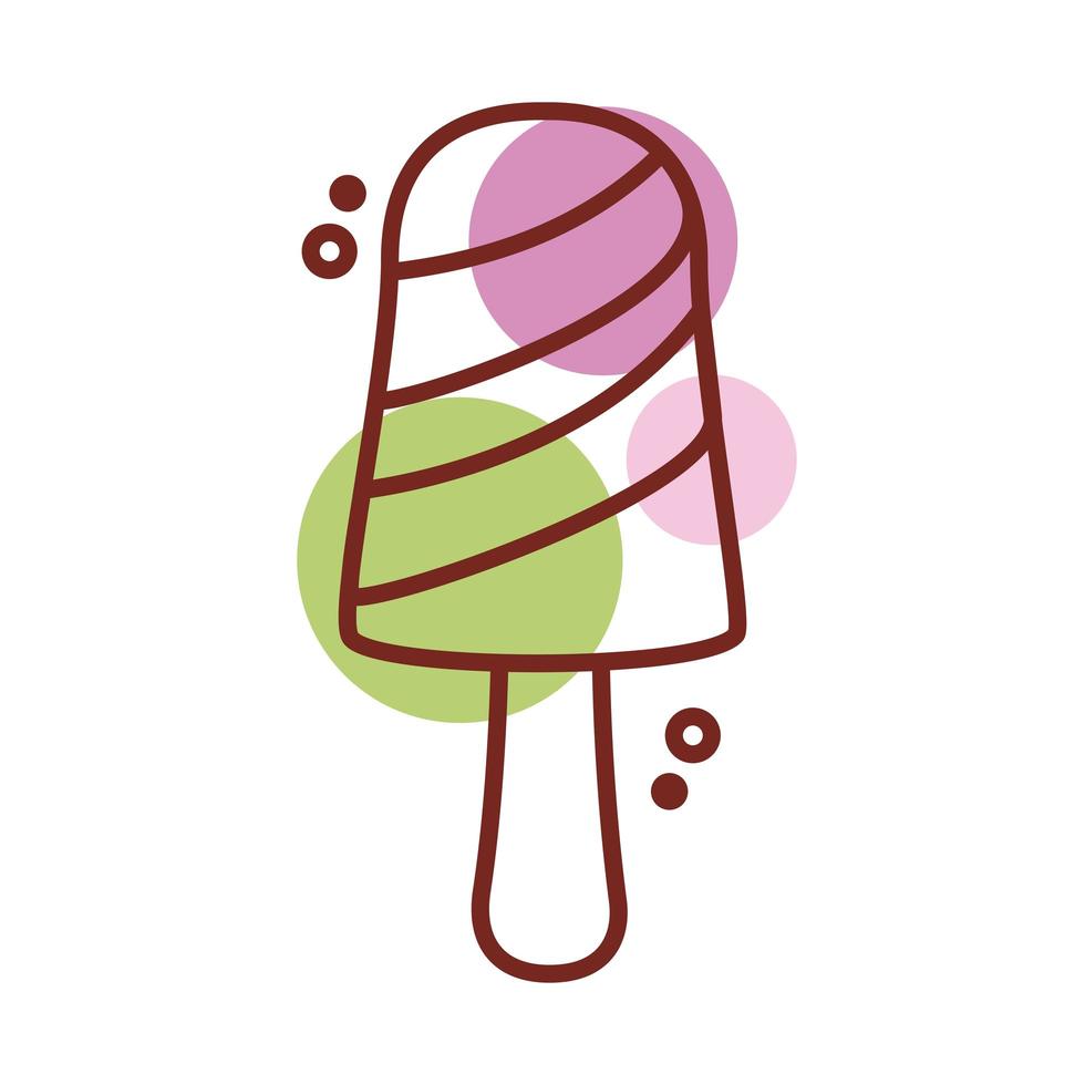 delicious ice cream in stick with three flavors line color style vector