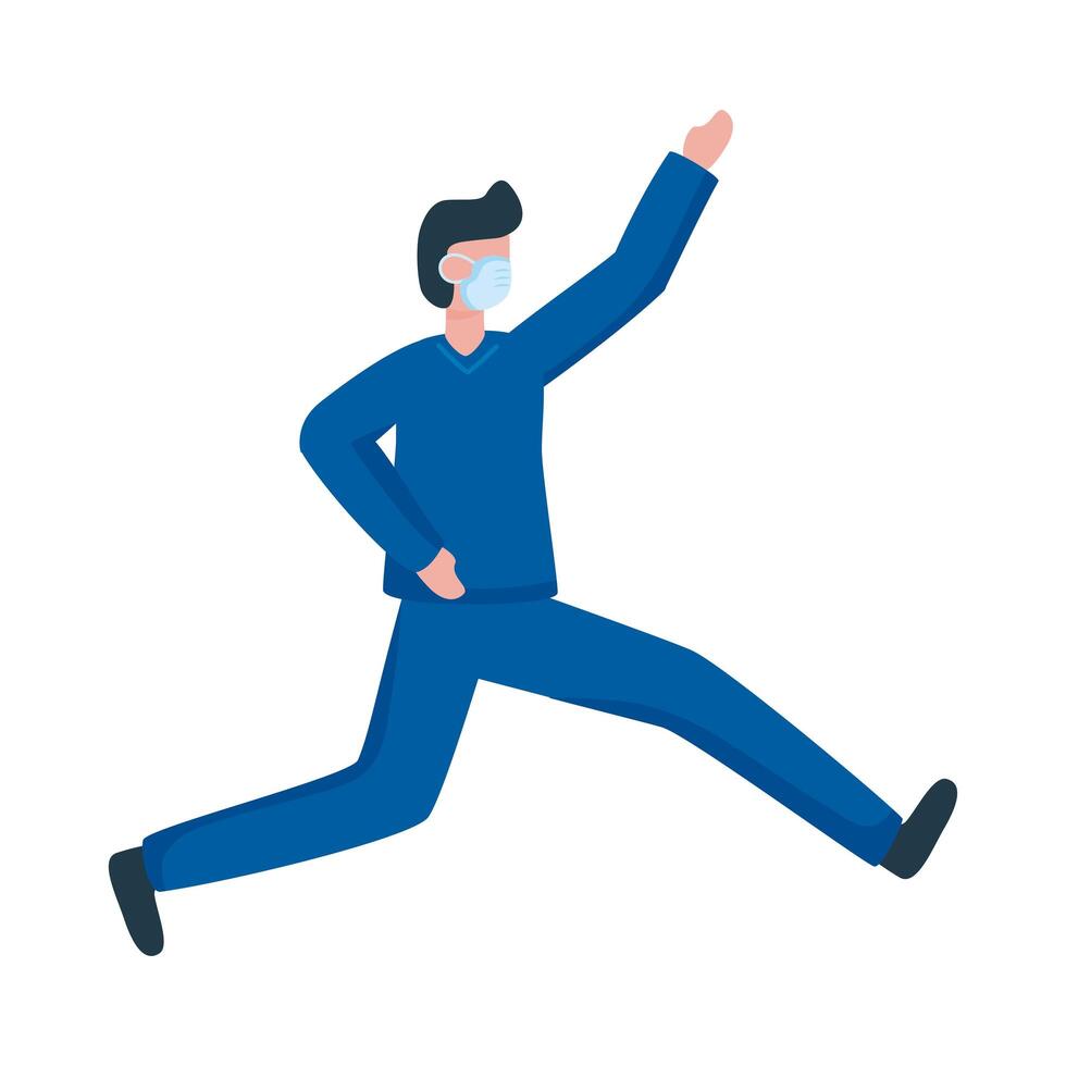 man wearing medical mask running character vector
