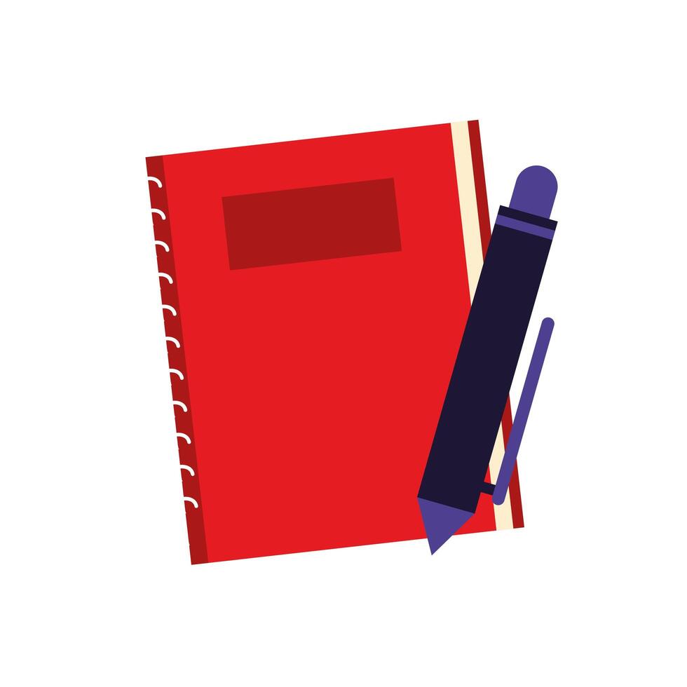 notebook with pen isolated icon vector