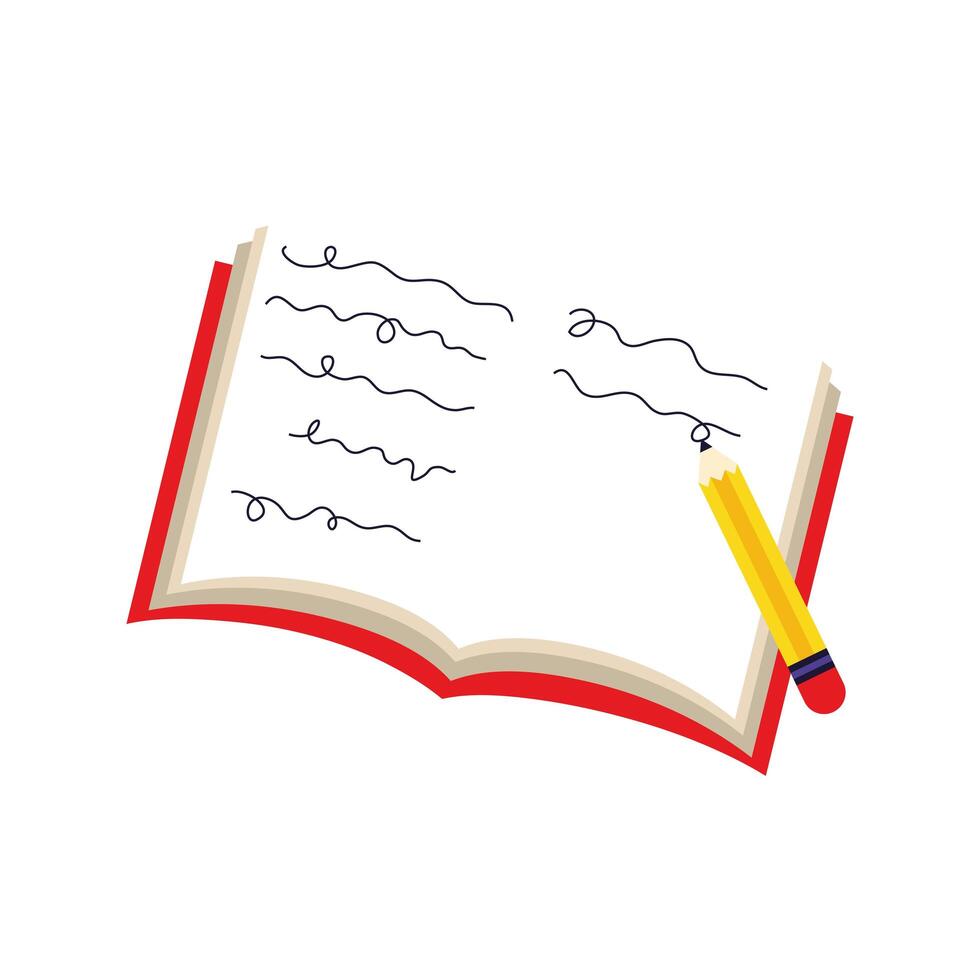 notebook school with pencil writing vector