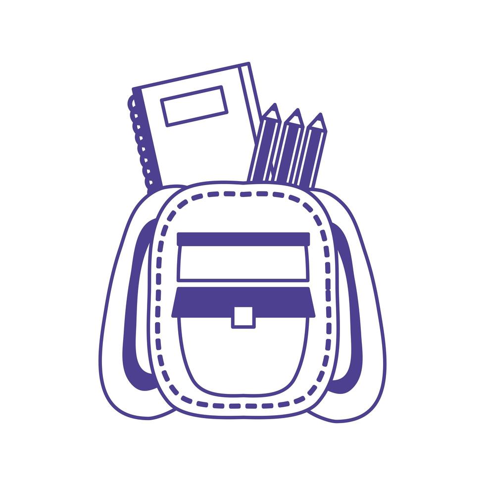 schoolbag with notebook and colors pencils vector
