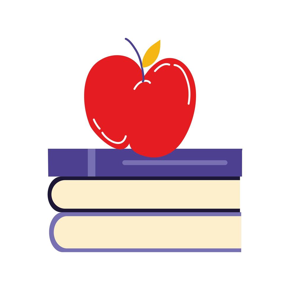 school pile text books with apple vector