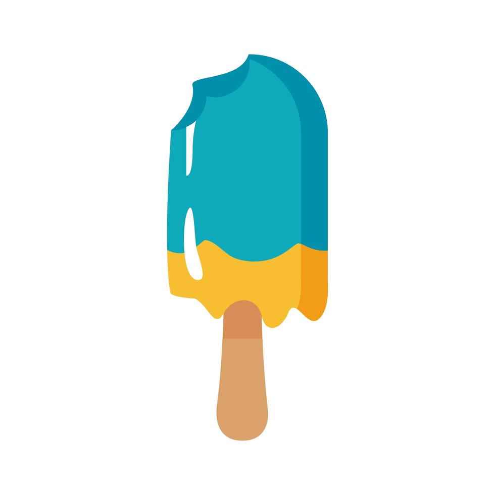 delicious ice cream in stick with two flavors flat style vector
