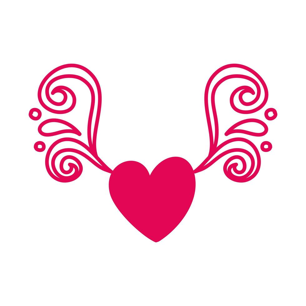 heart love with wings icon vector