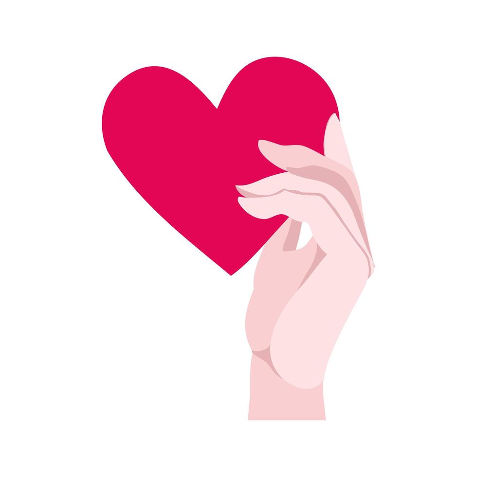 happy valentines day hand lifting heart vector