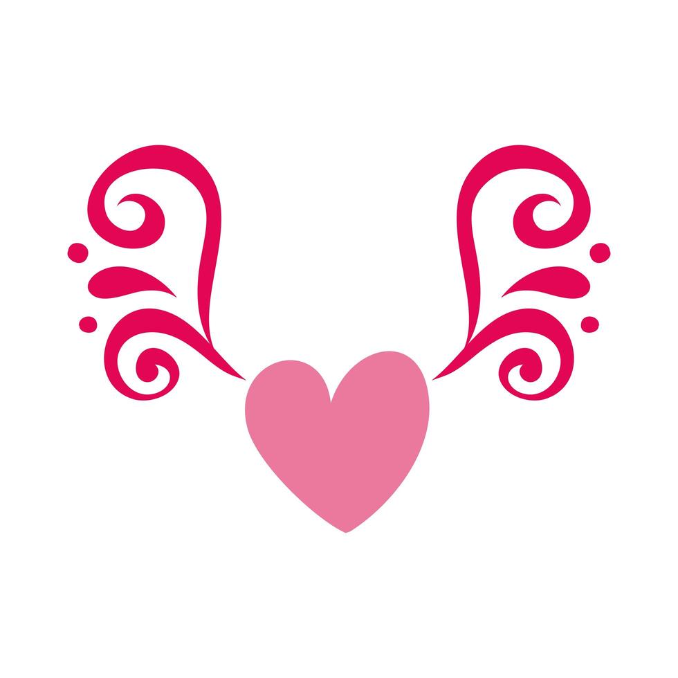heart love with wings icon vector