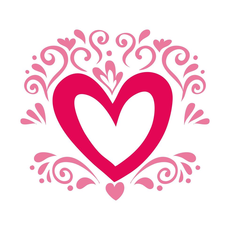 happy valentines day heart with frame lines vector