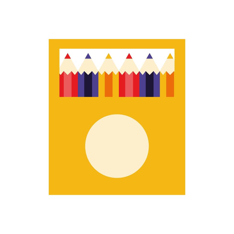pencils colors supplies in box vector