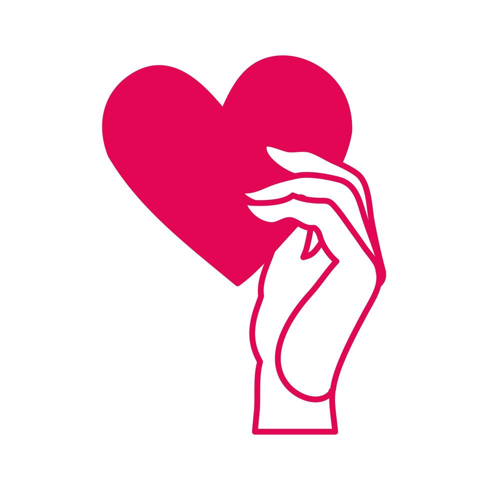 happy valentines day hand lifting heart vector