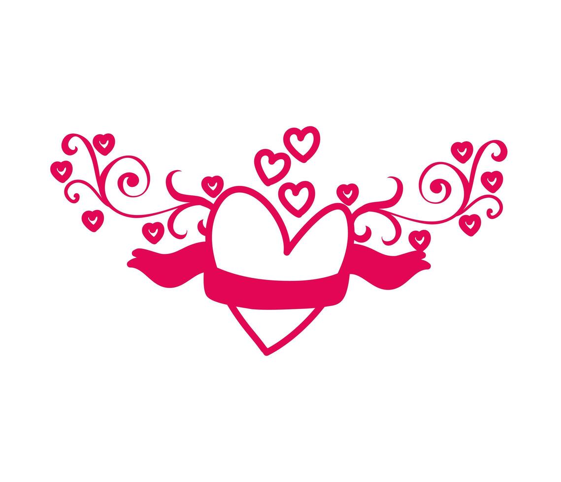 valentines heart love with ribbon vector