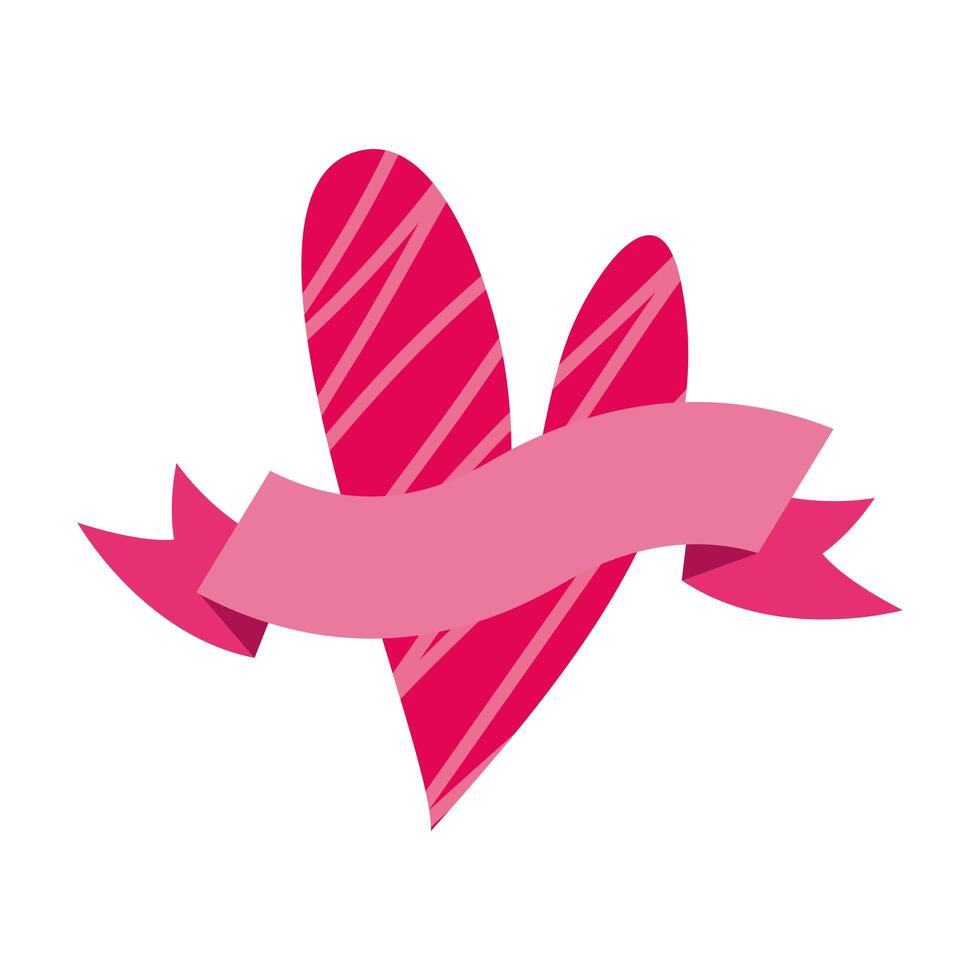 valentines heart love with ribbon vector