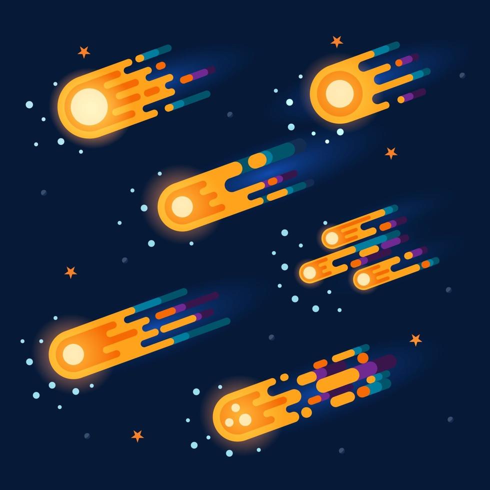 colección de iconos de meteoritos vector