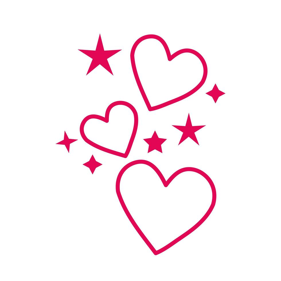 feliz dia de san valentin corazones con estrellas vector