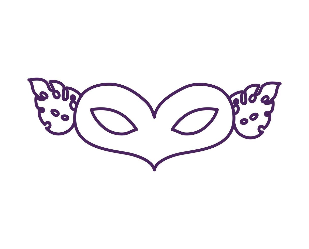 mardi gras celebration mask with leafs plant vector