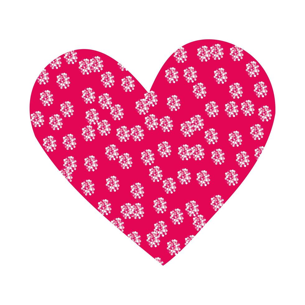 happy valentines day heart with flowers pattern vector