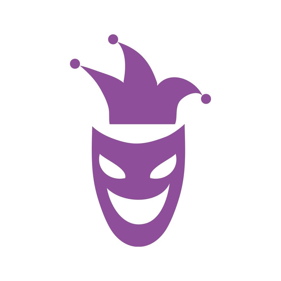 mardi gras theater mask with jester hat vector