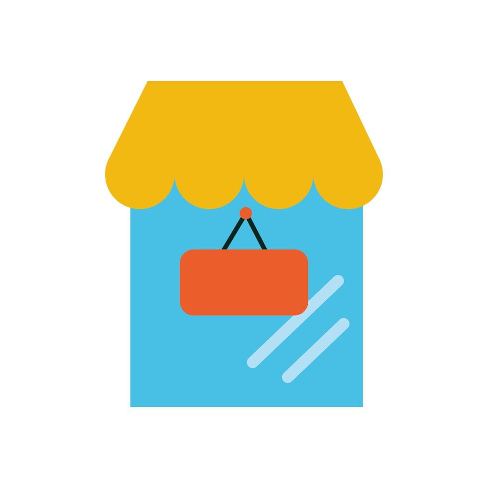 store building with parasol icon vector