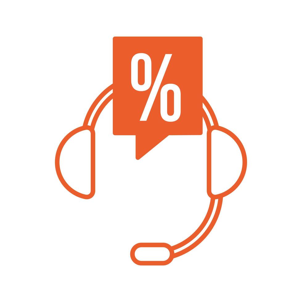 headset communication with percent symbol vector