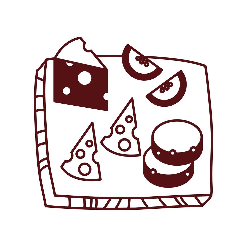 delicious cheeseboard and bread icon vector