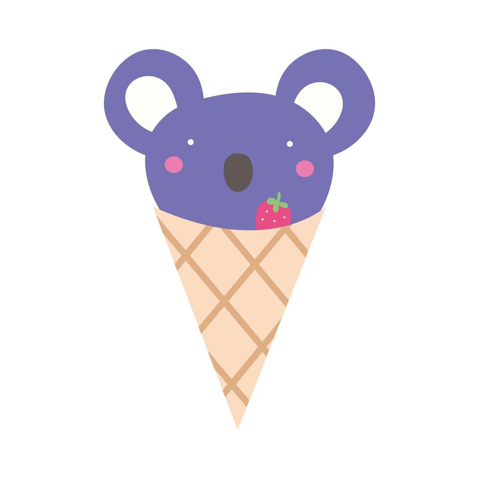 cute koala in ice cream cone vector