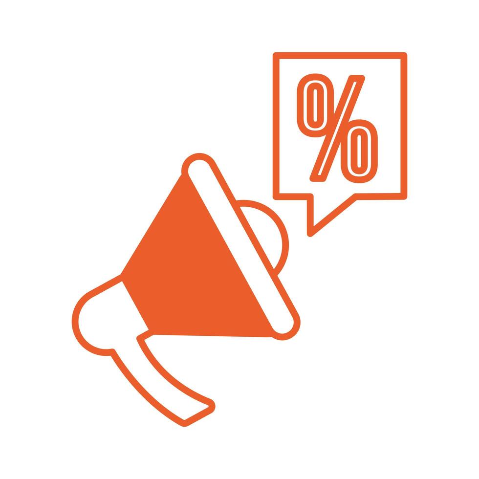 megaphone with speech bubble and percent vector