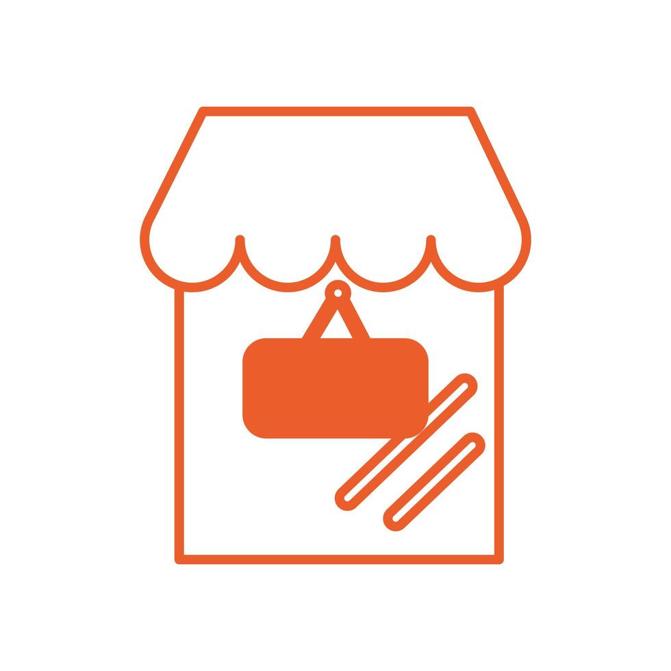 store building with parasol icon vector