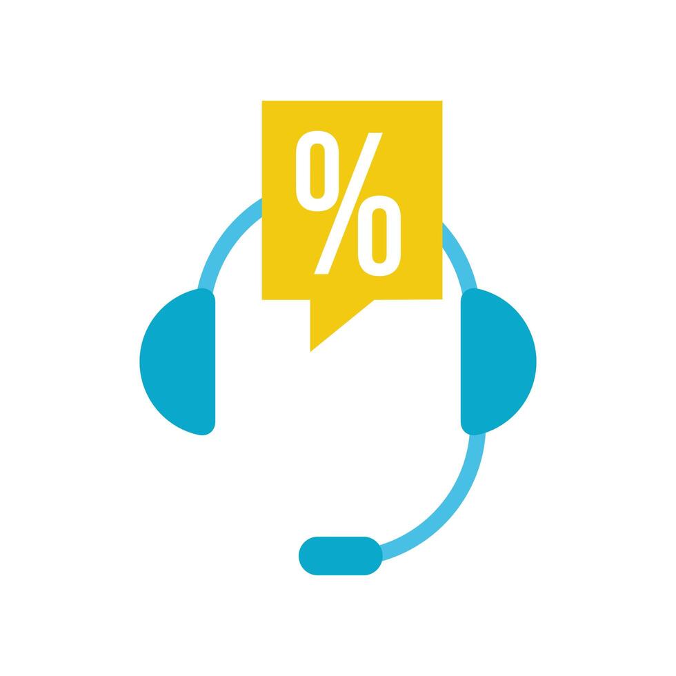 headset communication with percent symbol vector