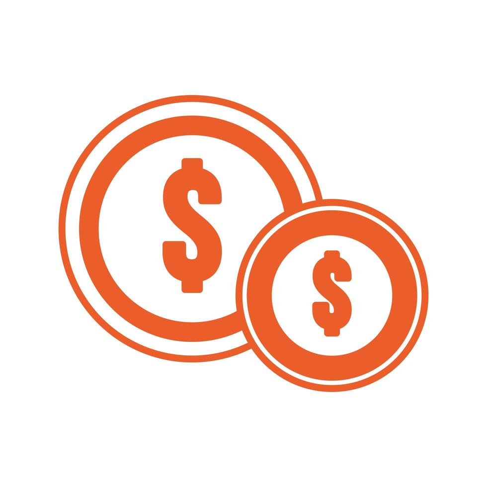 coins money dollars isolated icon vector